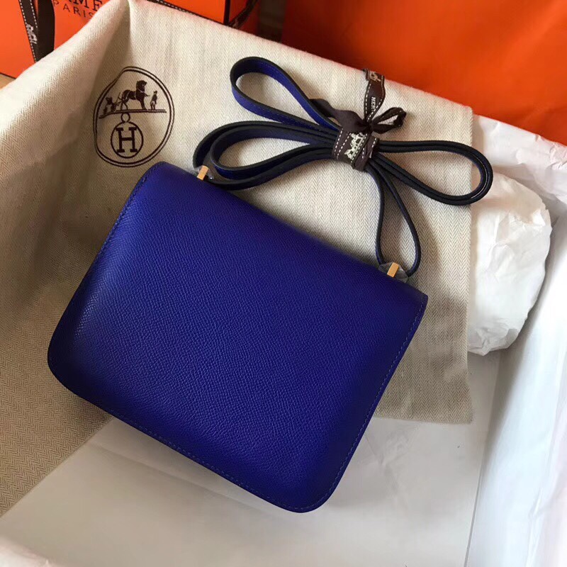 Hermes Constance 24cm Shoulder Bag In Blue Electric Epsom Leather